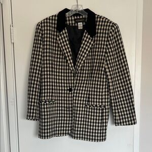 Vintage Oversized Black and Cream Checkered Blazer